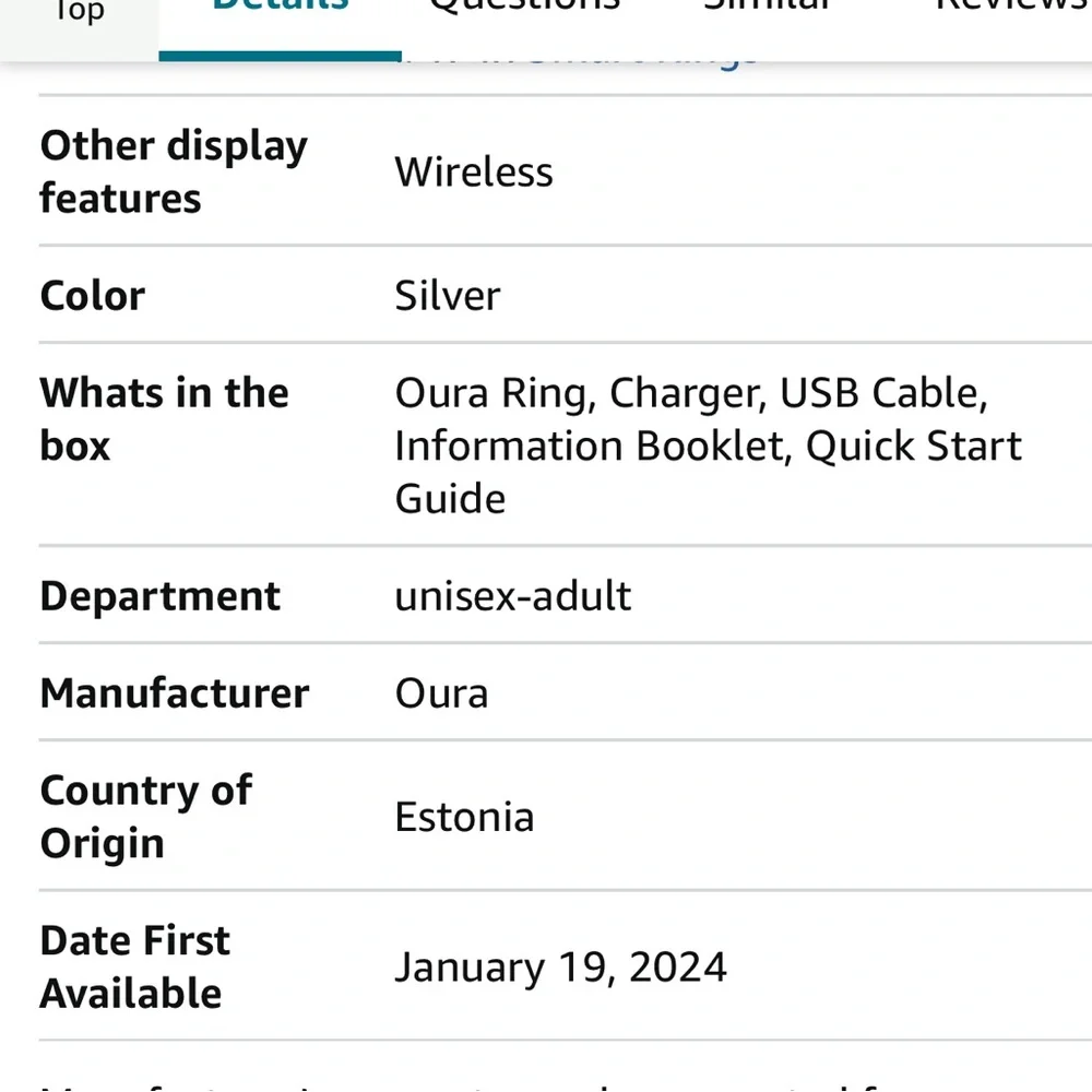 Oura Ring, Gen 3, size 8 - Picture 9 of 11